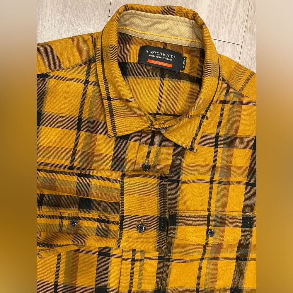 Scotch & Soda Yellow Plaid Casual Button Down Shirt